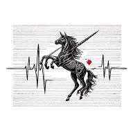 Sagittarius zodiac sign with a heartbeat line running through it tattoo design idea