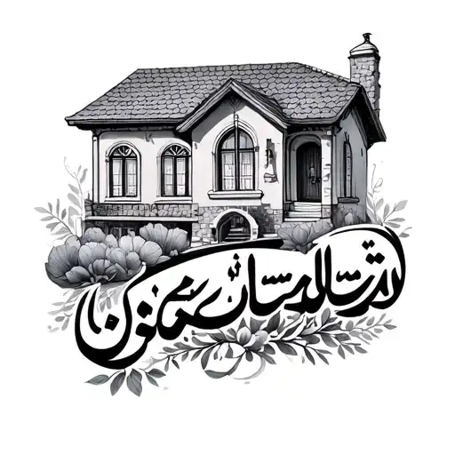 home in Farsi written tattoo design idea