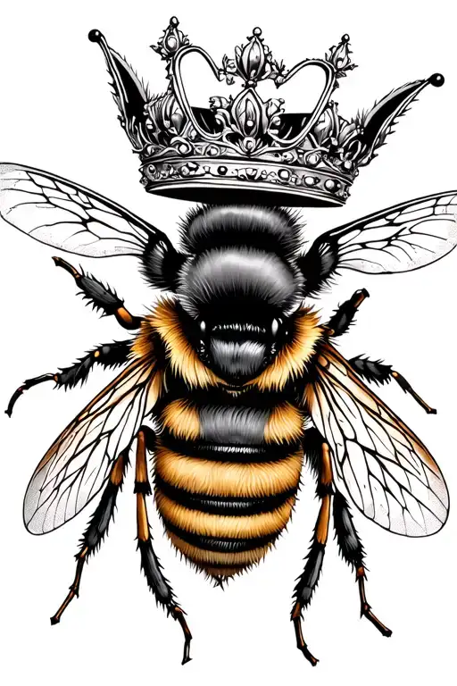 queen bee wearing crown adorned tattoo design idea