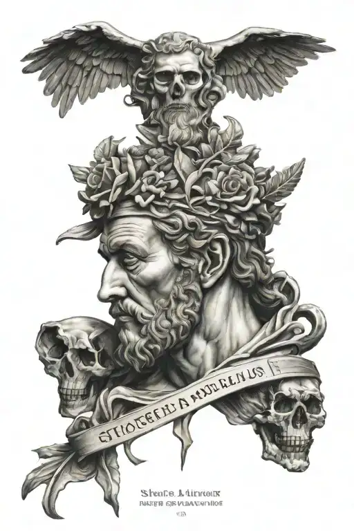 stoic virtues marcus aurelius memento mori tattoo design idea