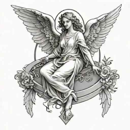 angel with dove creating a halo tattoo design idea
