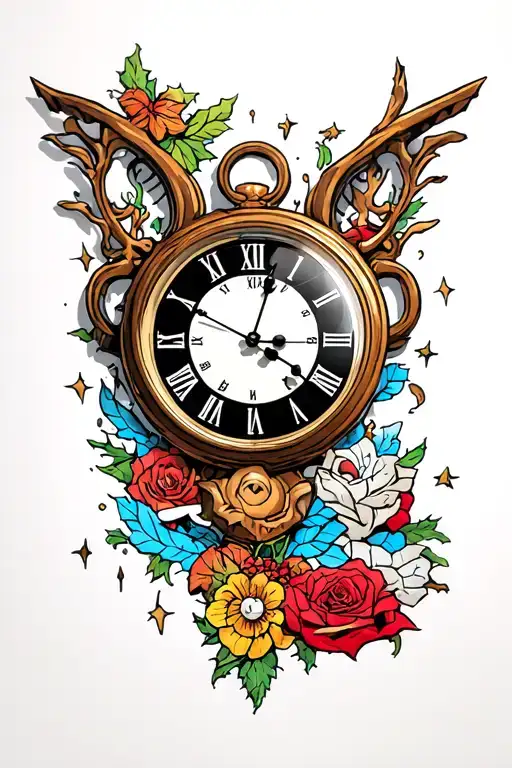 wall clock with Andrew and December 23, 2002 with the time at 9:00 tattoo design idea
