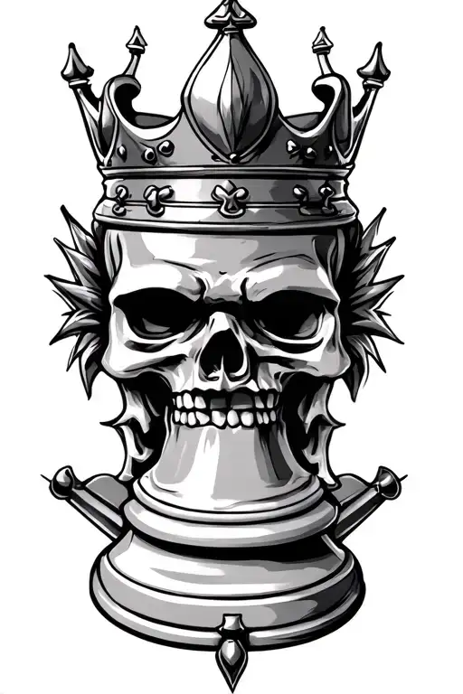 gangster king chess piece with crooked crown tattoo design idea
