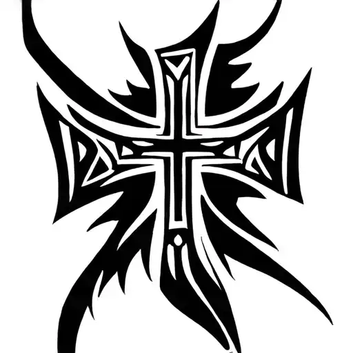 Tribal cross with African tribal patterns tattoo design idea