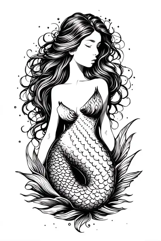 Mermaid tail tattoo design idea