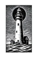 Lighthouse near ocean tattoo design idea