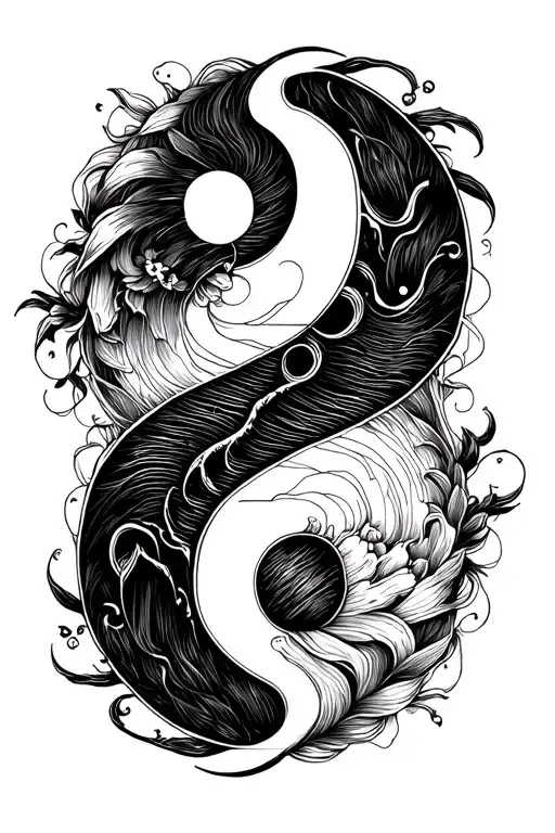 Ying and Yang stitched together and not liking one another tattoo design idea