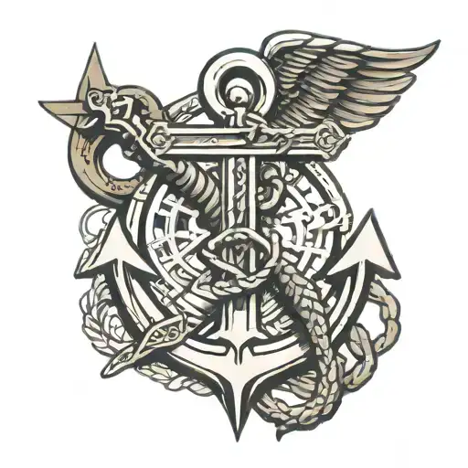anchor base with Anchor Base lCaduceus or Rod of Asclepius tattoo design idea