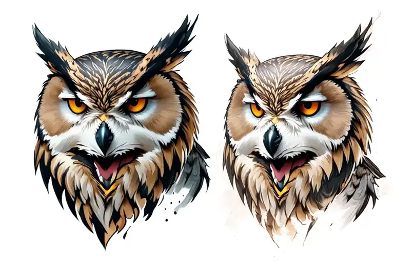 wolf spartan owl tattoo design idea