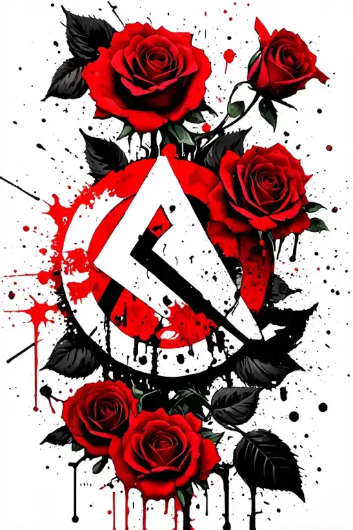 anarchism symbol and communist imagery with roses  tattoo design idea