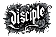 the word 'disciple tattoo design idea