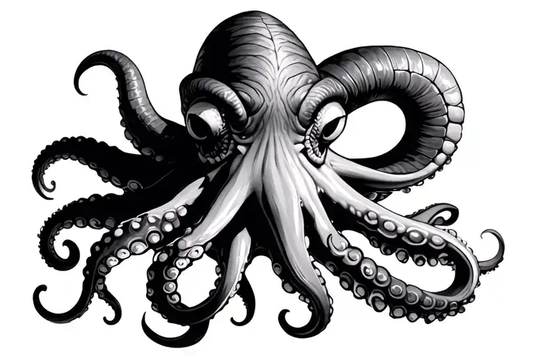 octopus with ram horns tattoo design idea