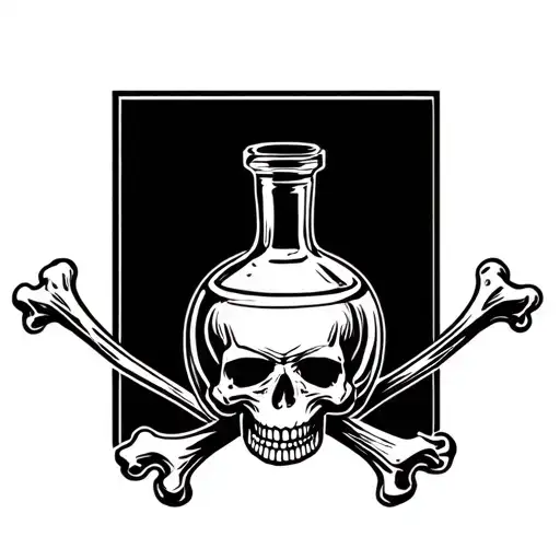 skull n crossbones poison bottle morphing tattoo design idea