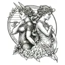 Apollo And Artemis tattoo design idea