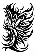 Moth Flying close to flaming tattoo design idea