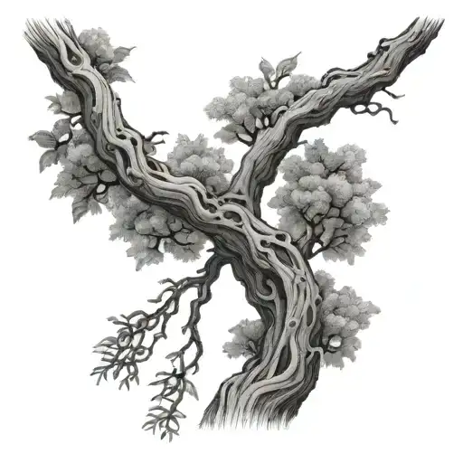 Corkscrew willow tree tattoo design idea