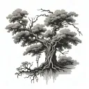 Corkscrew willow tree tattoo design idea