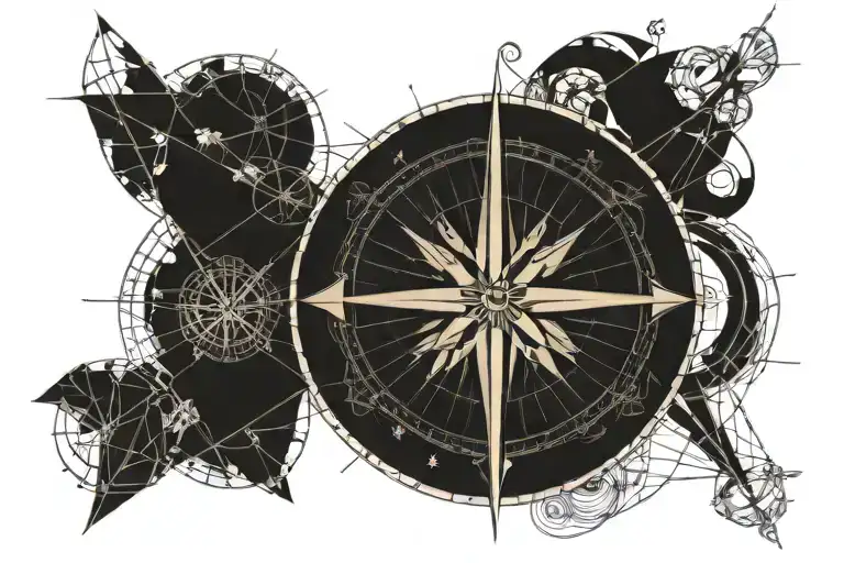 nautical compass tattoo design idea