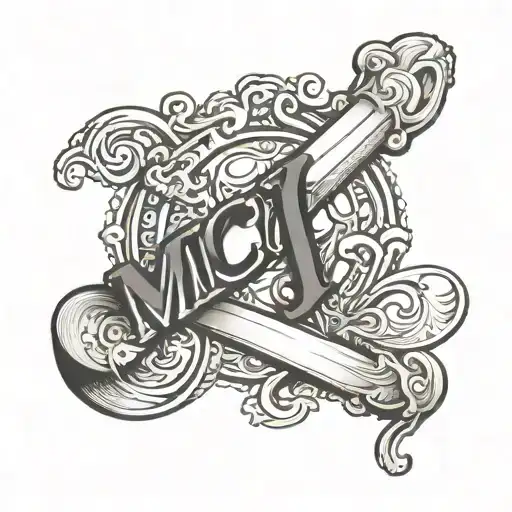 The letters 'MCID' as the handle of a sai.  tattoo design idea