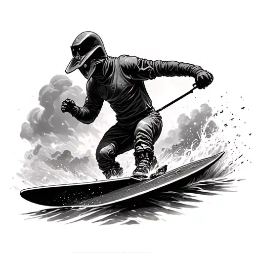 Wakeboard apocalyptic scene tattoo tattoo design idea