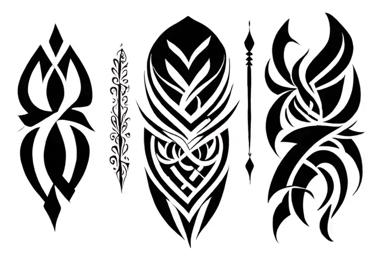 A sketch of tattoos in the Slavic and Scandinavian styles, location on the shoulder and chest, weaving of the Scandinavian and Slavs tattoo design idea