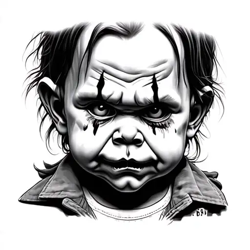Chucky Face outline tattoo design idea