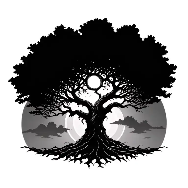 Yggdrasil world tree abstract tattoo design idea