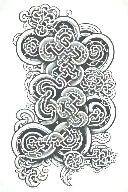 endless knot with water tattoo design idea