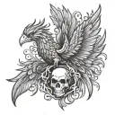 Skull and Phoenix tattoo design idea