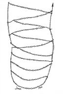 Several waves together to a chain around the thigh. With the names Jonas and Anni. tattoo design idea