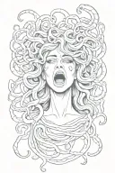 Medusa screaming bloody tattoo design idea