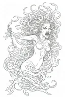 Medusa screaming bloody tattoo design idea