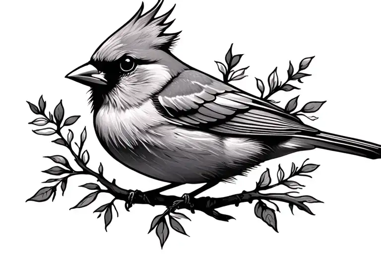 trippy american traditional cardinal bird tattoo design idea