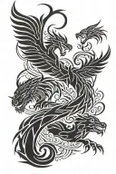 Phoenix and Dargon and Tiger tattoo design idea