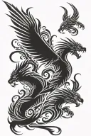 Phoenix and Dargon and Tiger tattoo design idea