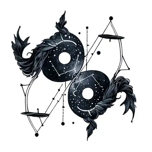 libra and aquarius constellation merging together tattoo design idea