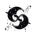 libra and aquarius constellation merging together tattoo design idea