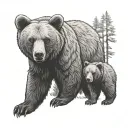 mama bear holding her cub tattoo design idea