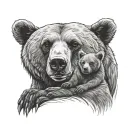 mama bear holding her cub tattoo design idea