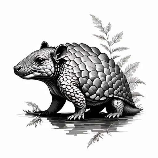baby pangolin in beautiful scenery tattoo design idea