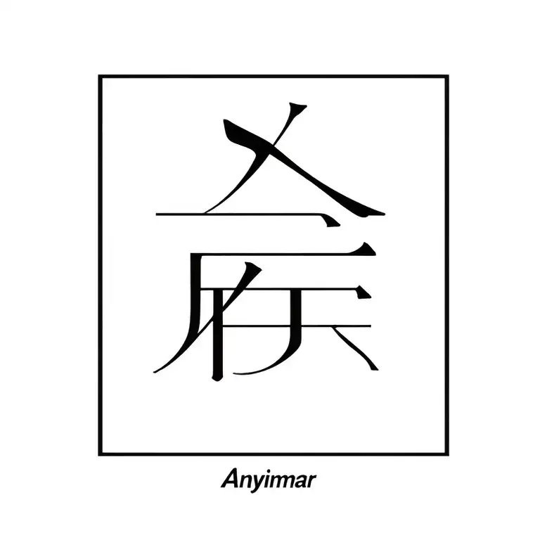 Anyimar name in Chinese freedom Alphabet letters tattoo design idea