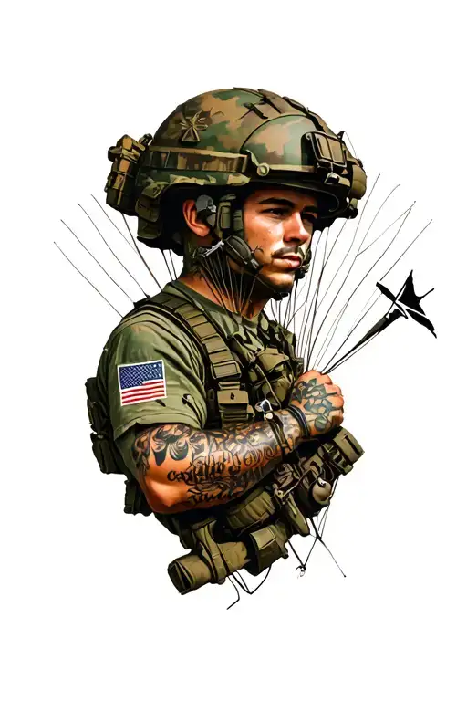 82nd airborne paratrooper collage with army  tattoo design idea