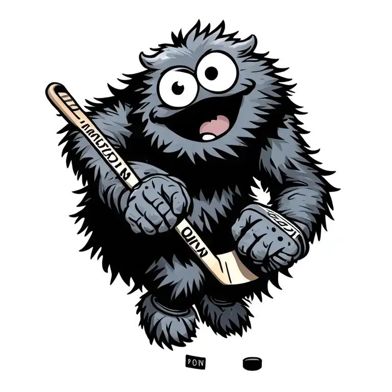Cookie Monster playing hockey tattoo design idea