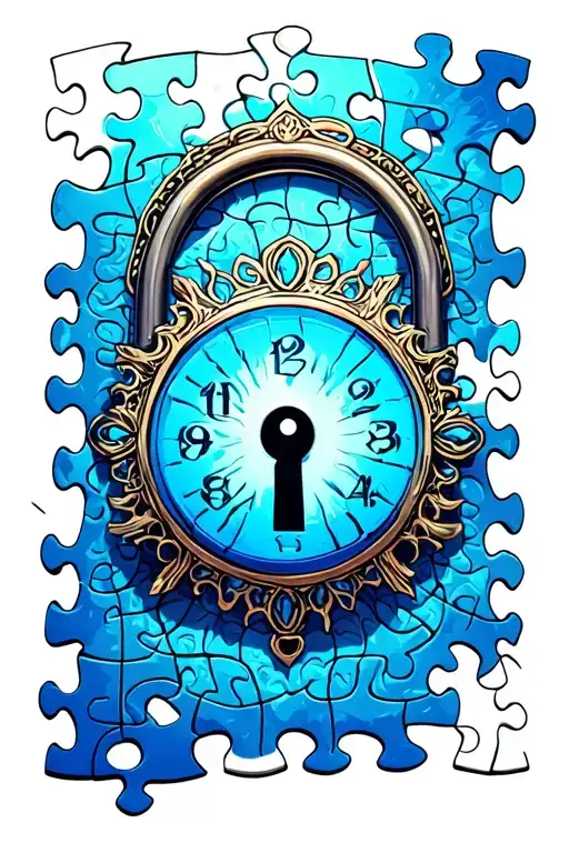blue lock puzzle tattoo design idea