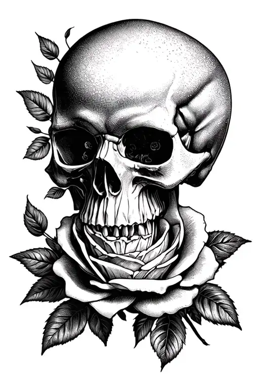Skull And Roses dark for cover tattoo design idea