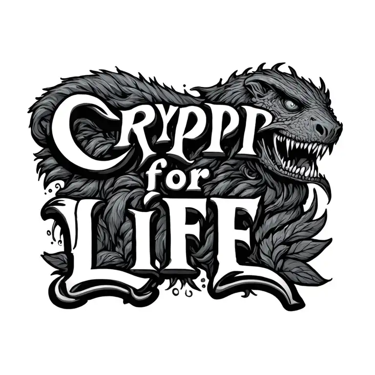 The words with simple design around them cryptid for life tattoo design idea