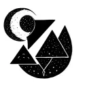 3 Basics triangles with one larger than others and a basic moon shape above. Ral basic shapes with no shading tattoo design idea