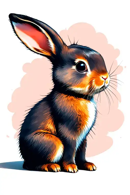 baby rabbit back sitting alone tattoo design idea