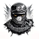 cyborg cop time piece tattoo design idea