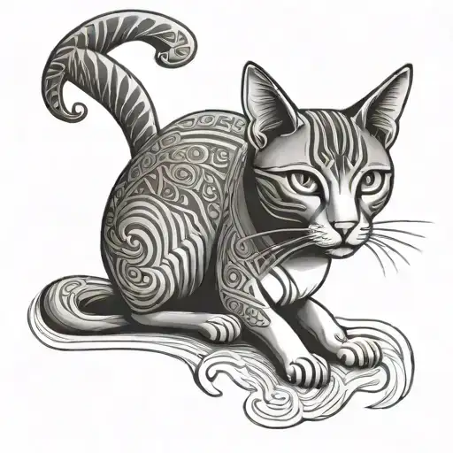 egyptian cat tattoo design idea